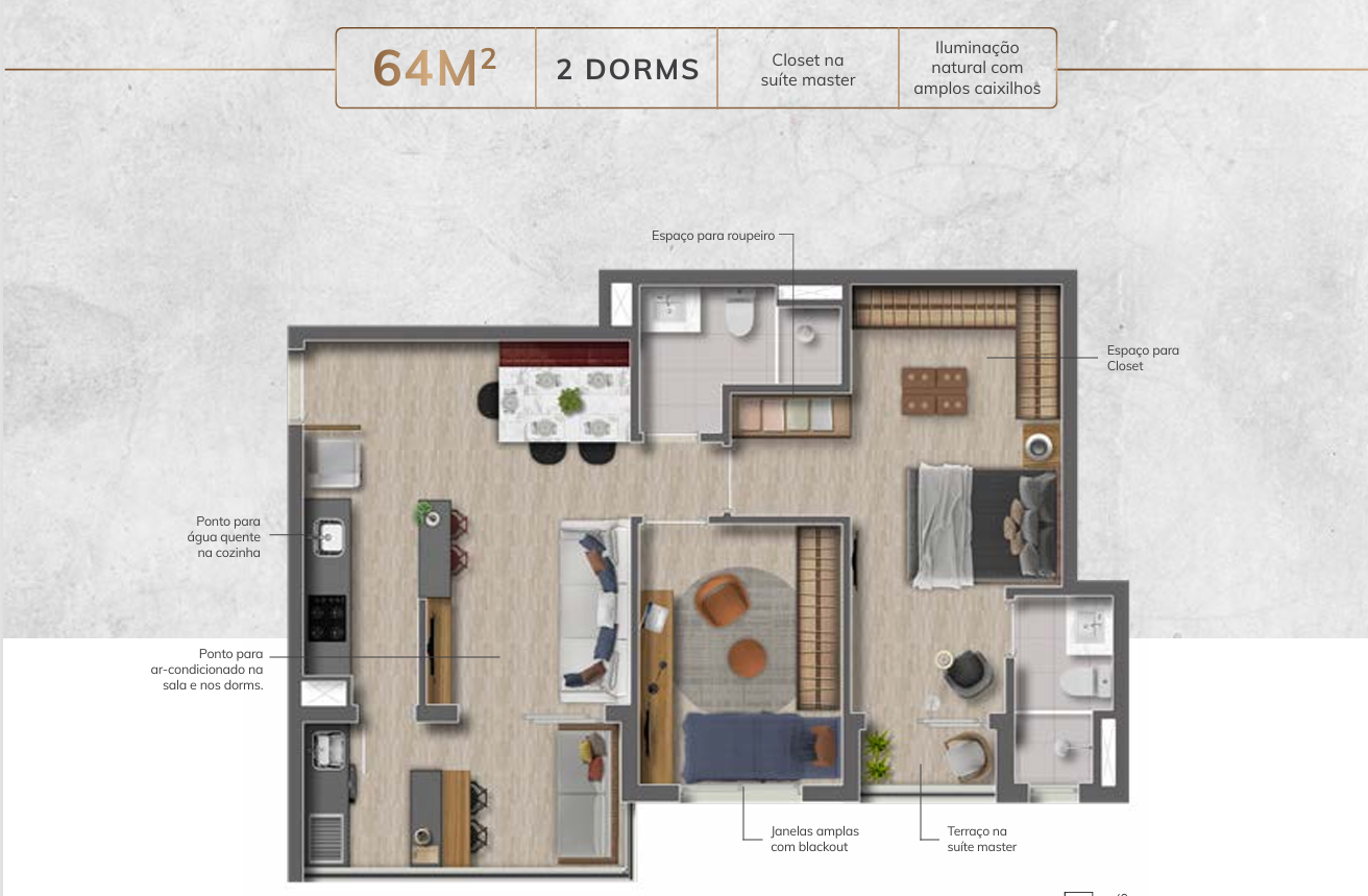 Planta 64 metros Vedara Alphaville
